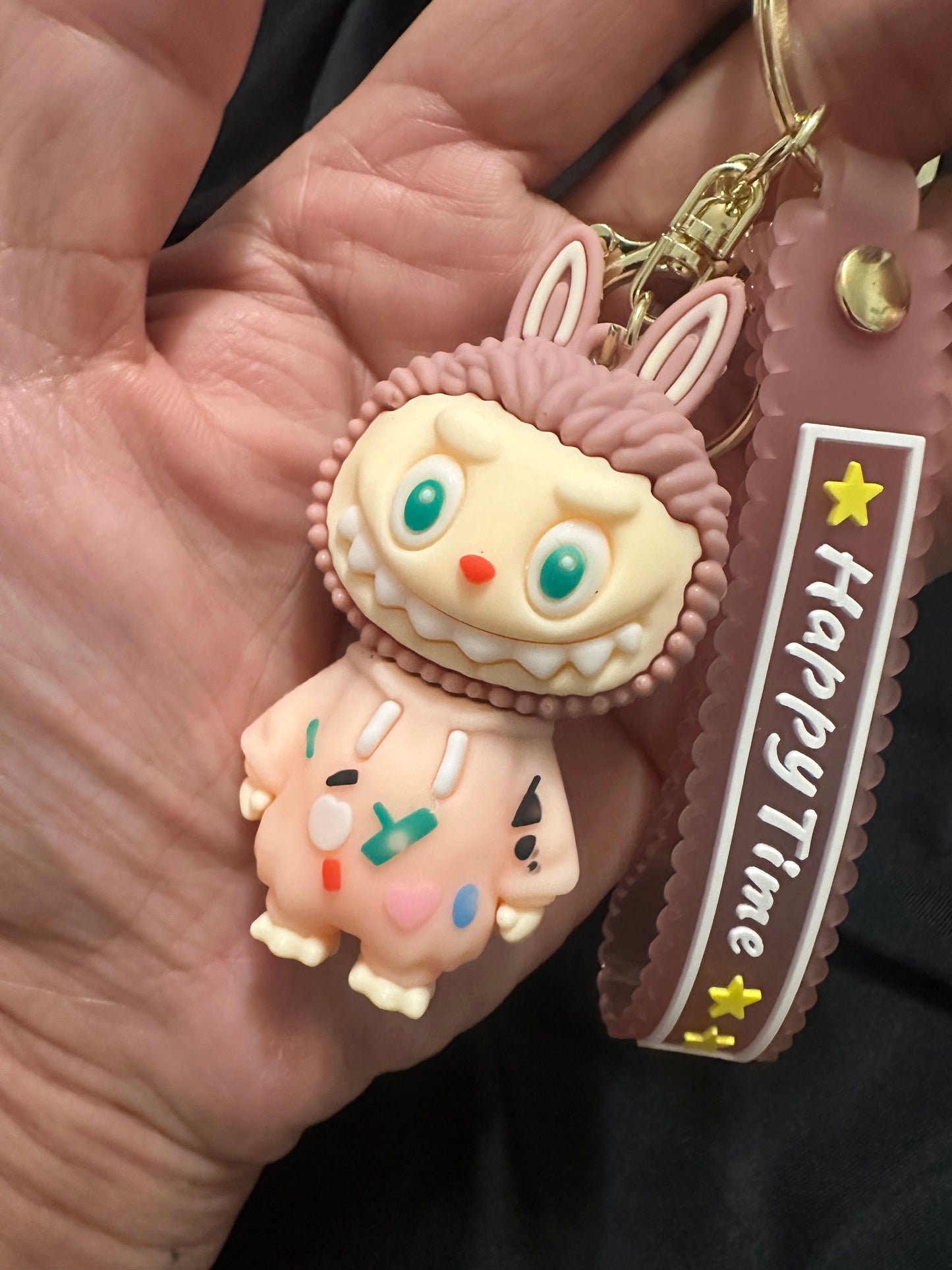 HAPPY TIME key chain- Beige/ Mocha hair
