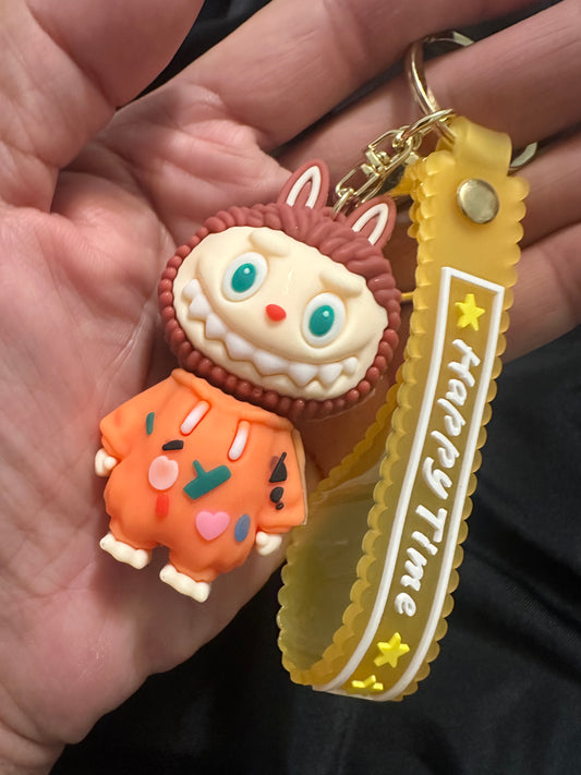 HAPPY TIME key chain- Orange/ Brown hair