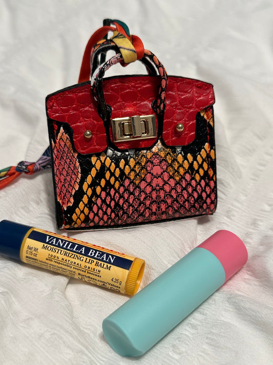 Snakeskin mini bag charm- Red and red snakeskin