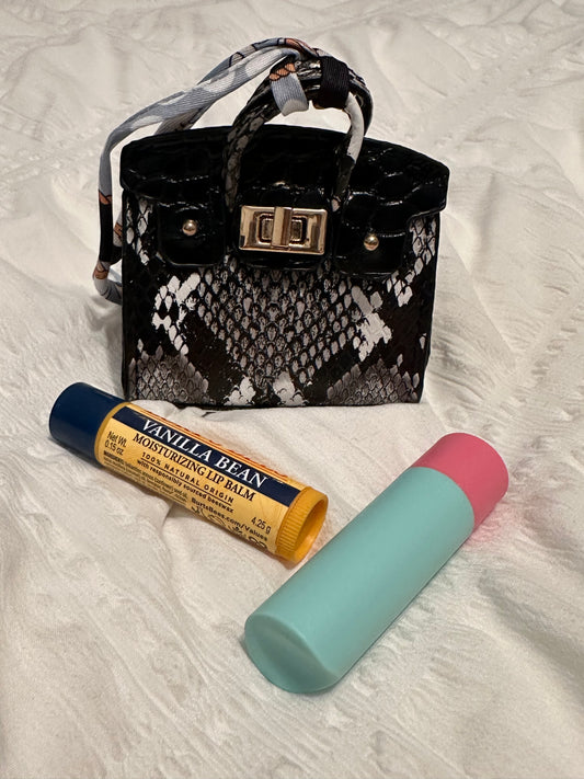 Snakeskin mini bag charm- Black and black snakeskin