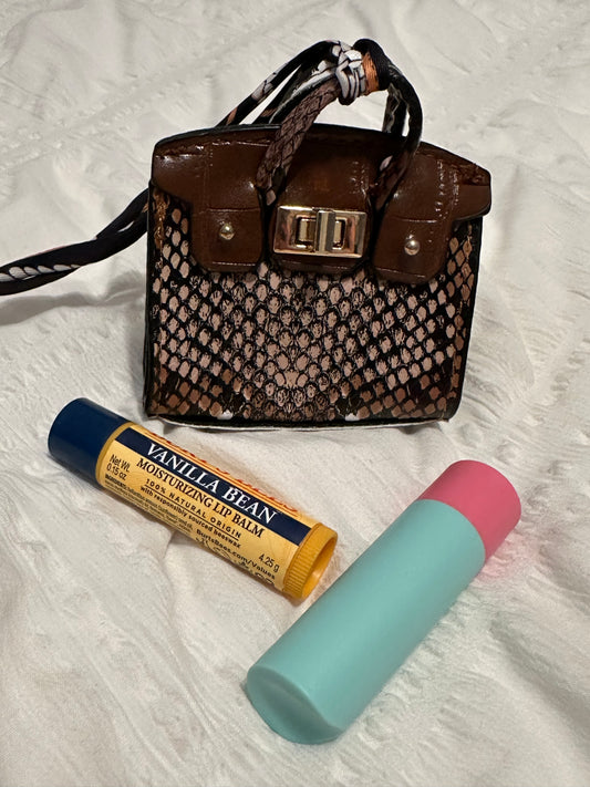 Snakeskin mini bag charm- Brown with brown snakeskin